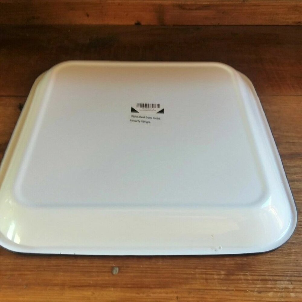 Farmhouse Enamel Ware Serving Tray Cow Rooster Red Barn Dairy Farm NEW - Picture 5 of 5